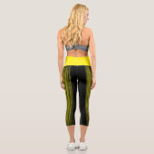 Abstrakt Art Black und Yellow Capri Leggings (Rückseite)