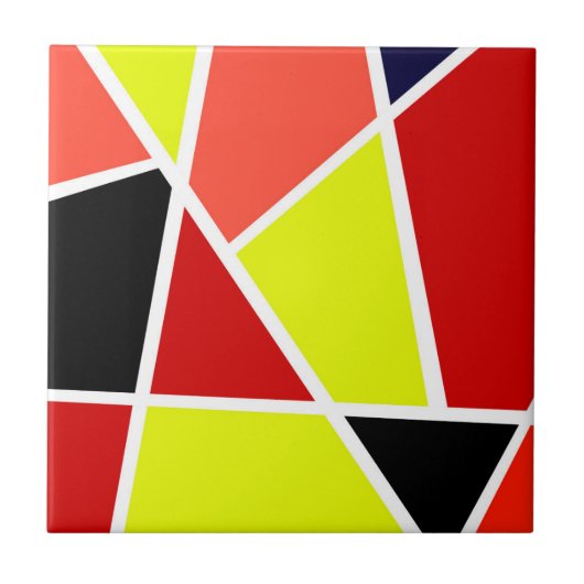 Abstrakt Art Black Yellow Coral Minimalismus Fliese (Vorderseite)