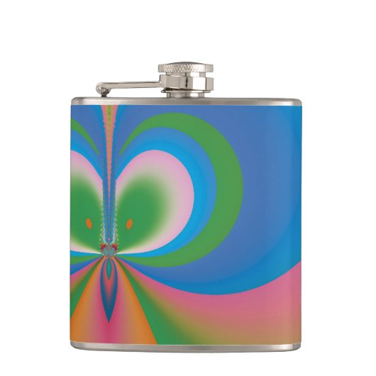 Abstrakt Art Blue Butterfly Flachmann (Vorderseite)