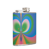 Abstrakt Art Blue Butterfly Flachmann (Rechts)
