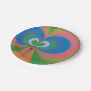 Abstrakt Art Blue Butterfly Pappteller