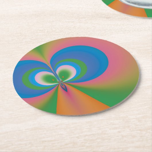 Abstrakt Art Blue Butterfly Runder Pappuntersetzer (Angewinkelt)