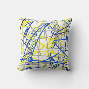 Abstrakt Art Blue Graue gelbe Kissen Kissen Kissen