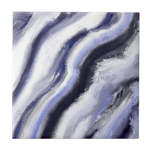 Abstrakt Art Blue Gray Moderne Fliese (Vorderseite)