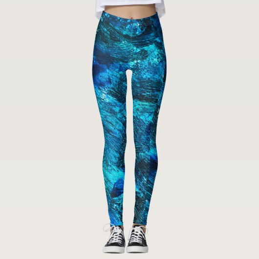 Abstrakt Art Blue Leggings (Vorderseite)