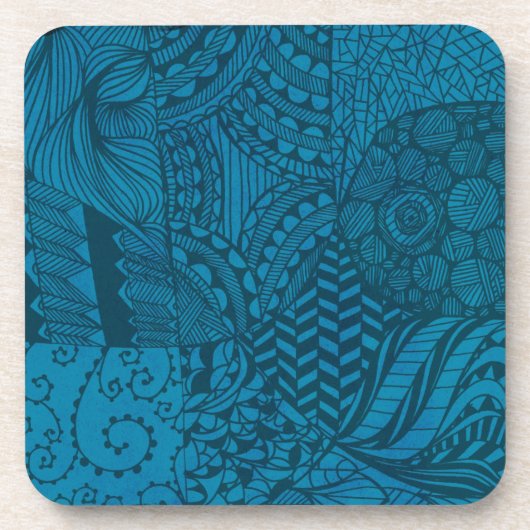 Abstrakt Art Blue Pattern Getränkeuntersetzer (Vorderseite)