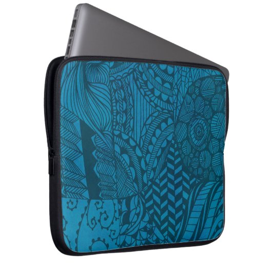 Abstrakt Art Blue Pattern Laptopschutzhülle (Vorne Rechts)