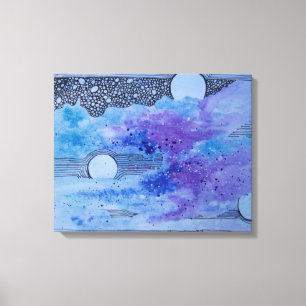 Abstrakt Art Blue Pink und Grau Planet Space Leinwanddruck