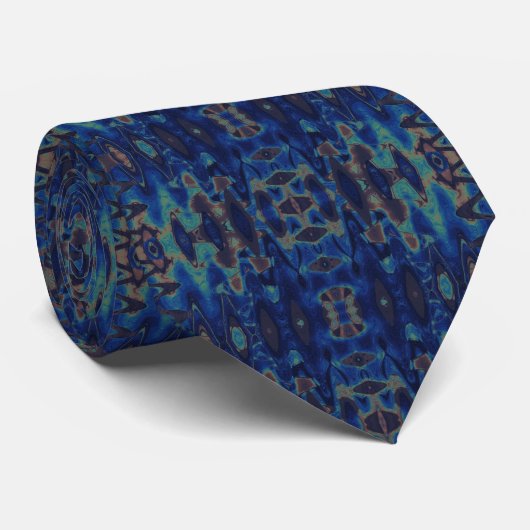 Abstrakt Art Blue Sine Waves Muster Neck Tie Krawatte (Gerollt)
