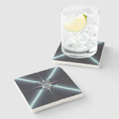 Abstrakt Art Blue Star Steinuntersetzer (Seitenansicht)