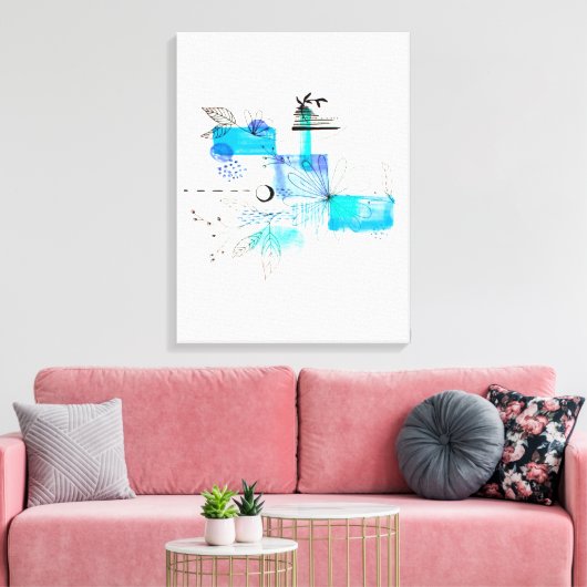 Abstrakt Art Blue und Grau Green Leinwanddruck (Insitu (Wohnzimmer))