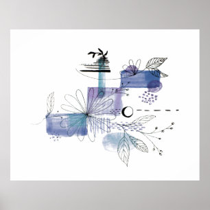 Abstrakt Art Blue und Gray Fog Poster