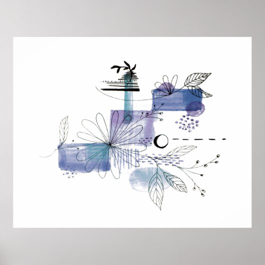 Abstrakt Art Blue und Gray Fog Poster (Vorne)
