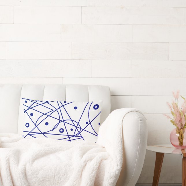 Abstrakt Art Blue White Lines Circles Minimalismus Lendenkissen (Liege)