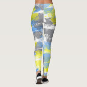 Abstrakt Art Blue White Yellow Grey Minimalismus Leggings (Rückseite)