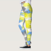 Abstrakt Art Blue White Yellow Grey Minimalismus Leggings (Links)