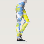 Abstrakt Art Blue White Yellow Grey Minimalismus Leggings (Rechts)