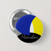 Abstrakt Art Blue Yellow Button (Vorne & Hinten)