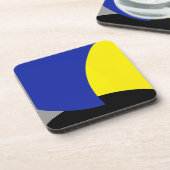 Abstrakt Art Blue Yellow Getränkeuntersetzer (Linke Seite)