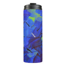 Abstrakt Art Blue & Yellow Green Travel Tumbler
