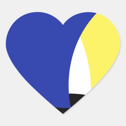 Abstrakt Art Blue Yellow Herz-Aufkleber (Vorderseite)