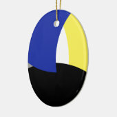 Abstrakt Art Blue Yellow Keramik Ornament (Links)