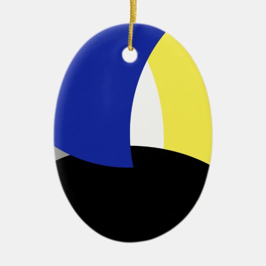 Abstrakt Art Blue Yellow Keramik Ornament (Vorne)