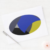 Abstrakt Art Blue Yellow Ovaler Aufkleber (Umschlag)