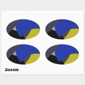 Abstrakt Art Blue Yellow Ovaler Aufkleber (Blatt)