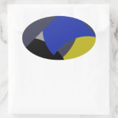 Abstrakt Art Blue Yellow Ovaler Aufkleber (Tasche)