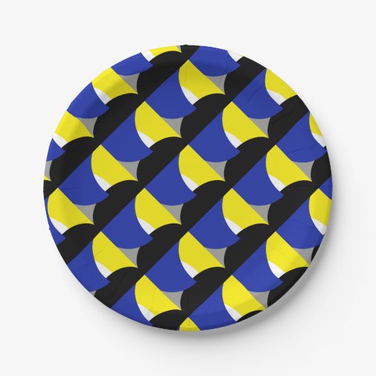 Abstrakt Art Blue Yellow Pappteller (Vorderseite)