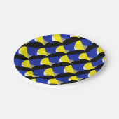 Abstrakt Art Blue Yellow Pappteller (Schrägansicht)