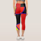 Abstrakt Art Blue Yellow Red Minimal Capri Leggings (Rückseite)