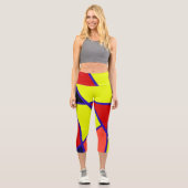 Abstrakt Art Blue Yellow Red Minimal Capri Leggings (Vorderseite)