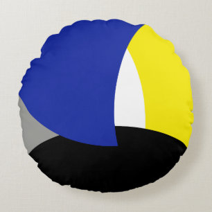 Abstrakt Art Blue Yellow Rundes Kissen