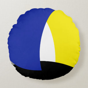 Abstrakt Art Blue Yellow Rundes Kissen