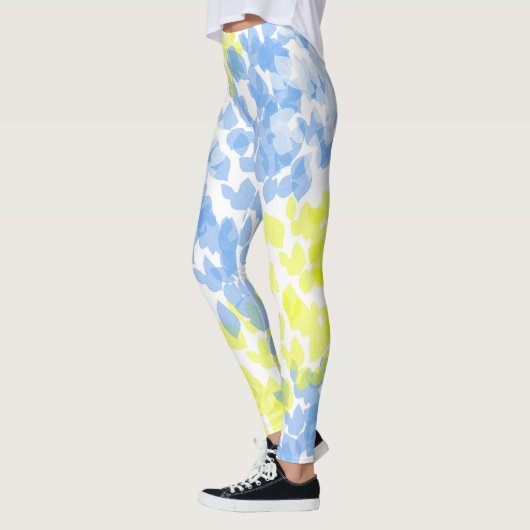 Abstrakt Art Blue Yellow White Minimal Leggings (Links)