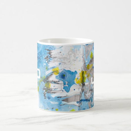 Abstrakt Art Blue Yellow White Template Monogram Kaffeetasse (Mittel)
