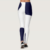 Abstrakt Art Bold Dark Blue White Leggings (Rückseite)