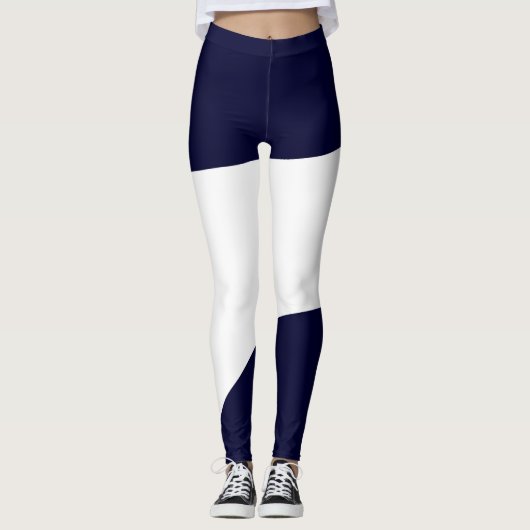 Abstrakt Art Bold Dark Blue White Leggings (Vorderseite)