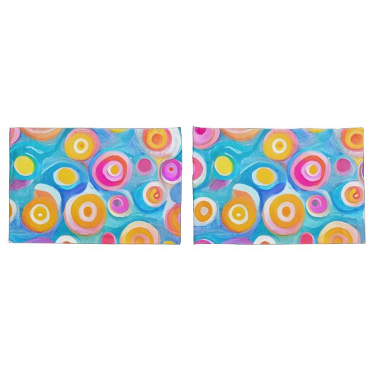 Abstrakt Art Circles Bright Colors Individuelle Na Kissenbezug (Rückseite-Set)