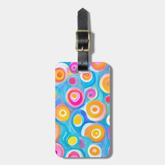 Abstrakt Art Circles Bright Colors Reiseinfo Gepäckanhänger (Vorderseite vertikal)