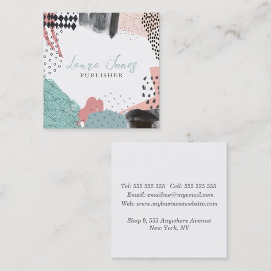 Abstrakt Art Collage Publisher Writer Square Terminkarte (Vorne/Hinten)