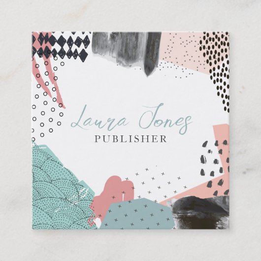 Abstrakt Art Collage Publisher Writer Square Terminkarte (Vorderseite)