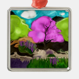 Abstrakt Art Cotton Candy Trees Silbernes Ornament
