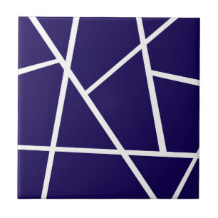 Abstrakt Art Dark Blue White Minimalismus Fliese