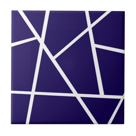 Abstrakt Art Dark Blue White Minimalismus Fliese (Vorderseite)
