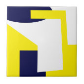 Abstrakt Art Dark Blue Yellow White Fliese (Vorderseite)