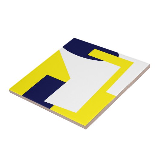 Abstrakt Art Dark Blue Yellow White Fliese (Seite)