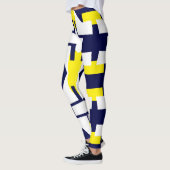 Abstrakt Art Dark Blue Yellow White Leggings (Links)